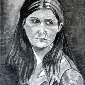 Desenho intitulada "Vanessa "série Modè…" por Brigitte Mathé (MBL), Obras de arte originais, Carvão