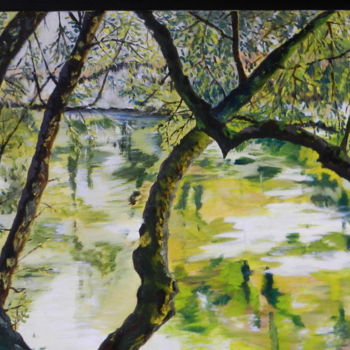Malerei mit dem Titel "L'Ouysse" von Brigitte Mathé (MBL), Original-Kunstwerk, Öl Auf Keilrahmen aus Holz montiert