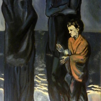 Peinture intitulée "Le couple et l'enfa…" par Brigitte Mathé (MBL), Œuvre d'art originale, Huile