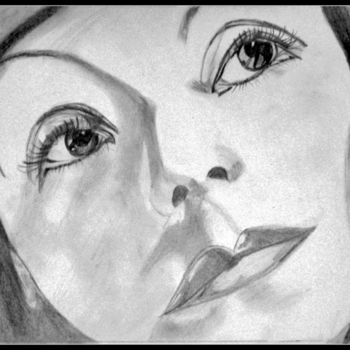 「Greta Garbo, "série…」というタイトルの描画 Brigitte Mathé (MBL)によって, オリジナルのアートワーク, 鉛筆