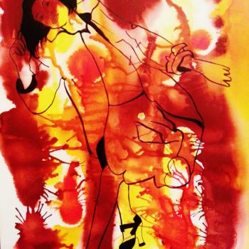 Painting titled "Brune automnale, co…" by Brigitte Mathé (MBL), Original Artwork, Ink