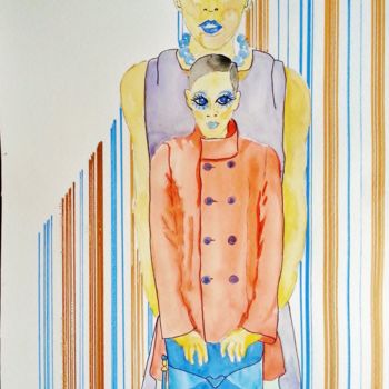Pintura titulada "Elle est moi, compo…" por Brigitte Mathé (MBL), Obra de arte original, Acuarela