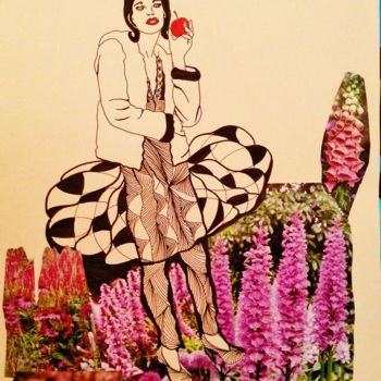 「Au jardin d'Eden」というタイトルの絵画 Brigitte Mathé (MBL)によって, オリジナルのアートワーク, インク