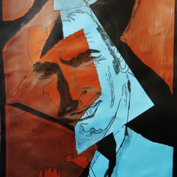 Collages intitolato "Jean Dujardin - 1,…" da Brigitte Mathé (MBL), Opera d'arte originale