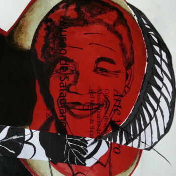 Collages getiteld "Nelson Mandela - 3,…" door Brigitte Mathé (MBL), Origineel Kunstwerk
