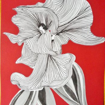 Collages intitolato "Femme - Fleur - 2" da Brigitte Mathé (MBL), Opera d'arte originale