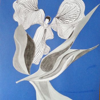 Collages getiteld "Femme - Fleur - 3" door Brigitte Mathé (MBL), Origineel Kunstwerk