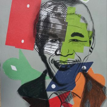 Collages getiteld "Nelson Mandela - 6,…" door Brigitte Mathé (MBL), Origineel Kunstwerk