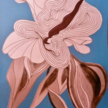 Painting titled "Femme - Fleur - 4" by Brigitte Mathé (MBL), Original Artwork, Ink