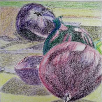 Рисунок под названием "Les oignons violets…" - Brigitte Mathé (MBL), Подлинное произведение искусства