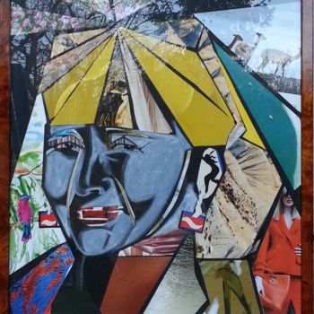Collages titled "Autoportrait - 3" by Brigitte Mathé (MBL), Original Artwork, Collages