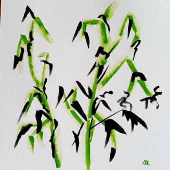 Картина под названием "Bambous, Collection…" - Brigitte Mathé (MBL), Подлинное произведение искусства, Акварель
