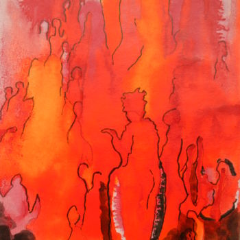 Pintura intitulada "Quelle Vie sur Mars…" por Brigitte Mathé (MBL), Obras de arte originais, Tinta
