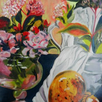 Картина под названием "Fleurs d'un soir" - Brigitte Mathé (MBL), Подлинное произведение искусства, Масло