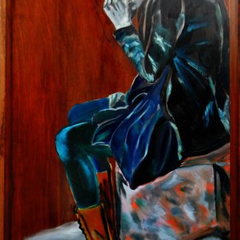 Peinture intitulée "Céline assise -5 "s…" par Brigitte Mathé (MBL), Œuvre d'art originale, Huile