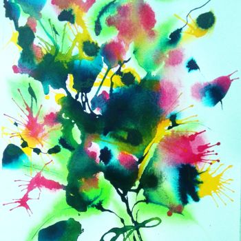 「Bouquet de couleurs」というタイトルの絵画 Brigitte Mathé (MBL)によって, オリジナルのアートワーク, インク