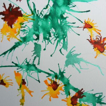 Malerei mit dem Titel "Floralie 3" von Brigitte Mathé (MBL), Original-Kunstwerk, Tinte
