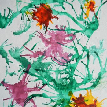 Malerei mit dem Titel "Floralie  6" von Brigitte Mathé (MBL), Original-Kunstwerk, Tinte