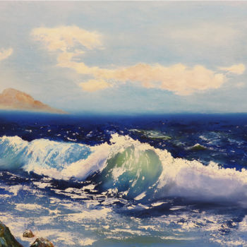 Pittura intitolato "La vague.jpg  / The…" da Brigitte Menon, Opera d'arte originale, Olio