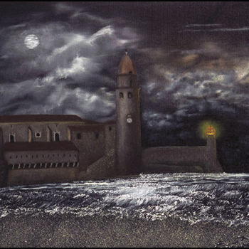 Pittura intitolato "Phare de Collioure.…" da Brigitte Menon, Opera d'arte originale, Olio
