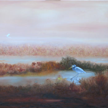 Malerei mit dem Titel "Aube au marais.jpg" von Brigitte Menon, Original-Kunstwerk, Öl