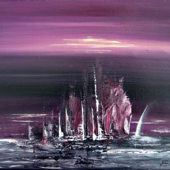 Картина под названием "Sailboats" - Brigitte Mostacci, Подлинное произведение искусства, Акрил Установлен на Деревянная рама…