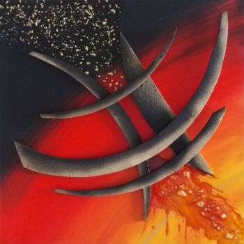 Malarstwo zatytułowany „Redshift” autorstwa Brigitte Mostacci, Oryginalna praca, Akryl Zamontowany na Drewniana rama noszy