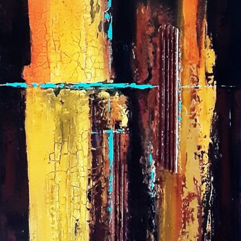 Painting titled "The Wall" by Brigitte Mostacci, Original Artwork, Acrylic Mounted on Wood Stretcher frame