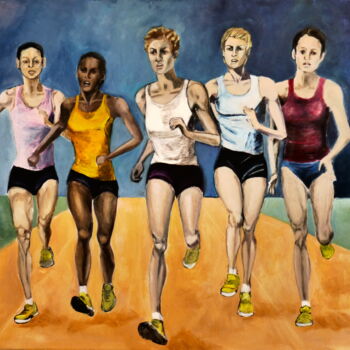 Painting titled ""art &sport" sprint" by Brigitte Neuve-Eglise (enerenroad), Original Artwork, Acrylic Mounted on Wood Stret…