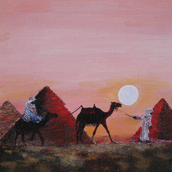 Peinture intitulée "BALLADE EGYPTIENNE" par Brigitte Pace, Œuvre d'art originale, Huile