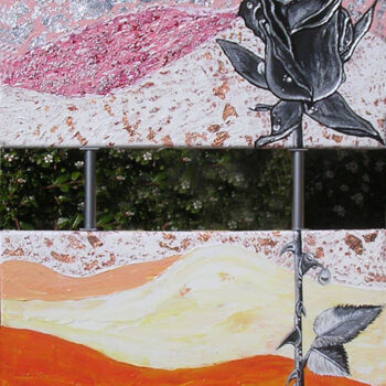 Pintura intitulada "BLACK FLOWER 40 x 9…" por Brigitte Pace, Obras de arte originais, Acrílico