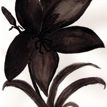 Drawing titled "Fleur de lys à l'en…" by Brigitte Payen (B.PAYEN), Original Artwork, Ink