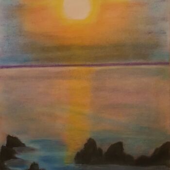 Dessin intitulée "COUCHER DE SOLEIL" par Brigitte Payen (B.PAYEN), Œuvre d'art originale, Pastel