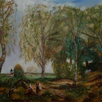 Pintura intitulada "Les bûcheronnes" por Brigitte Payen (B.PAYEN), Obras de arte originais, Óleo Montado em Armação em madei…
