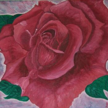 Painting titled "ROSE ROUGE" by Brigitte Payen (B.PAYEN), Original Artwork, Oil