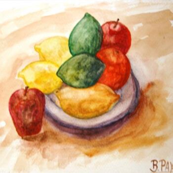 Pintura intitulada "FRUITS AQUARELLE" por Brigitte Payen (B.PAYEN), Obras de arte originais, Aquarela