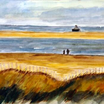 Painting titled "LA PLAGE EN HIVER S…" by Brigitte Payen (B.PAYEN), Original Artwork, Oil