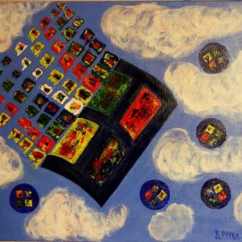 Malerei mit dem Titel "WINDOWS MULTICOLORE" von Brigitte Payen (B.PAYEN), Original-Kunstwerk, Öl