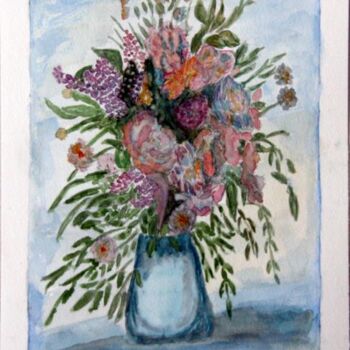 Painting titled "EXPLOSION DE FLEURS" by Brigitte Payen (B.PAYEN), Original Artwork, Watercolor