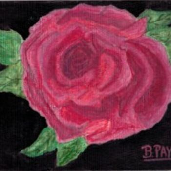 Peinture intitulée "ROSE SUR FOND NOIR" par Brigitte Payen (B.PAYEN), Œuvre d'art originale