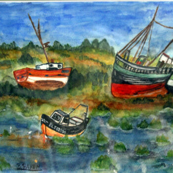 Painting titled "LE CROTOY EN PICARD…" by Brigitte Payen (B.PAYEN), Original Artwork, Watercolor