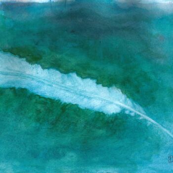 Pintura intitulada "PLUME BLANCHE" por Brigitte Payen (B.PAYEN), Obras de arte originais, Aquarela