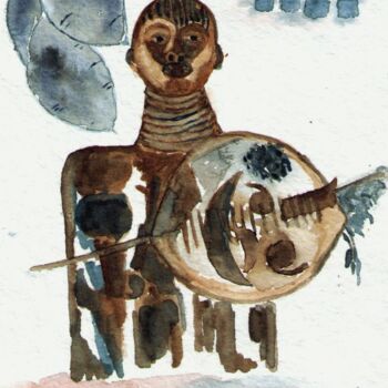 Disegno intitolato "GUERRIER DU MASAI M…" da Brigitte Payen (B.PAYEN), Opera d'arte originale, Altro