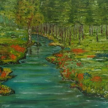 Pintura titulada "BERGES FLEURIES" por Brigitte Payen (B.PAYEN), Obra de arte original, Oleo