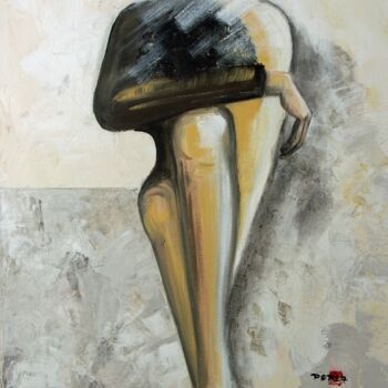 Painting titled "douleur silencieuse" by Brigitte Perez, Original Artwork, Acrylic