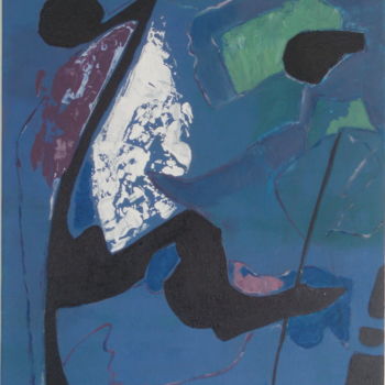 Pittura intitolato "signe-noir-et-bleu" da Loir, Opera d'arte originale, Acrilico