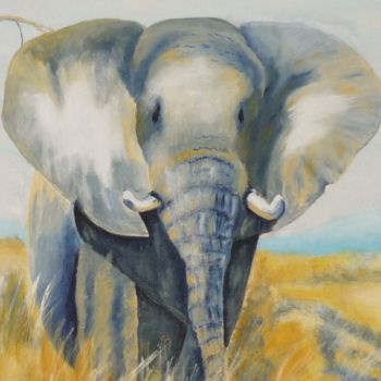 Pittura intitolato "éléphant" da Lartdelatoile, Opera d'arte originale, Olio