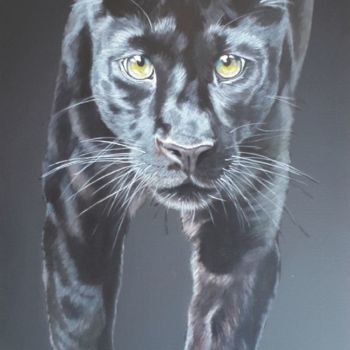 Peinture intitulée "Panthère noire" par Brigitte Roméo, Œuvre d'art originale, Acrylique