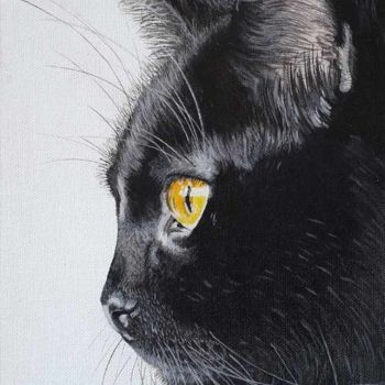 Peinture intitulée "Chat noir" par Brigitte Roméo, Œuvre d'art originale, Acrylique