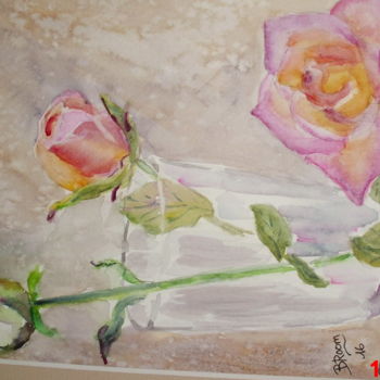Painting titled "roses-dans-tous-ses…" by Brigitte Room, Original Artwork, Watercolor